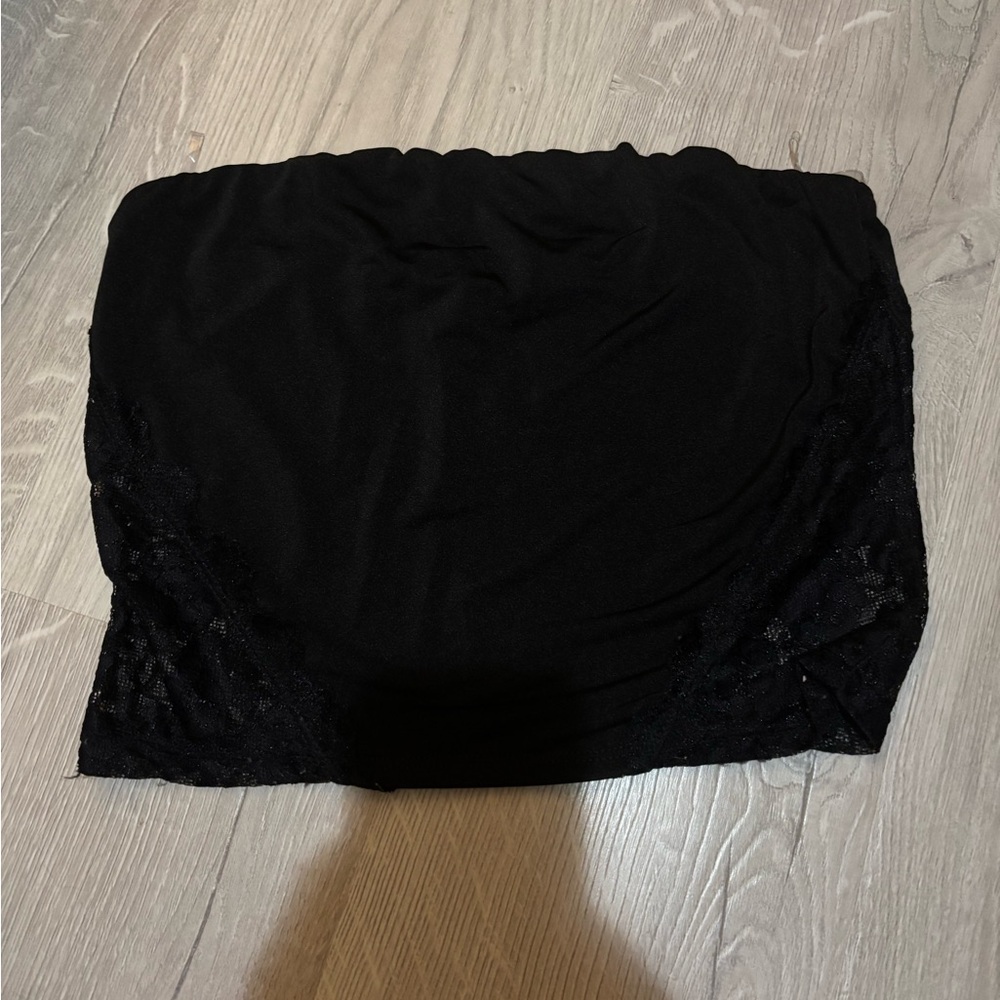 Black lace trim mini skirt